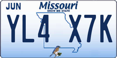 MO license plate YL4X7K