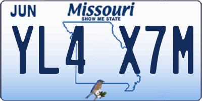 MO license plate YL4X7M