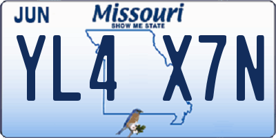 MO license plate YL4X7N