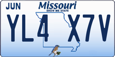 MO license plate YL4X7V