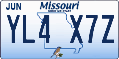 MO license plate YL4X7Z