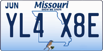 MO license plate YL4X8E