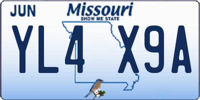 MO license plate YL4X9A