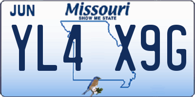 MO license plate YL4X9G