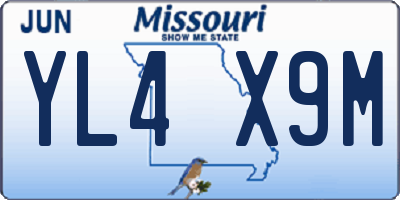 MO license plate YL4X9M