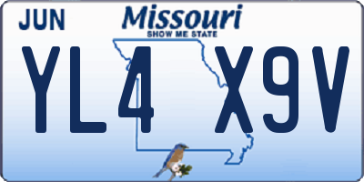 MO license plate YL4X9V