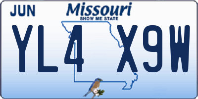 MO license plate YL4X9W