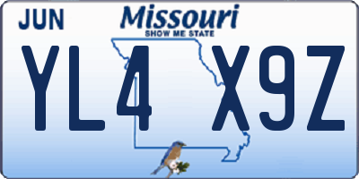 MO license plate YL4X9Z