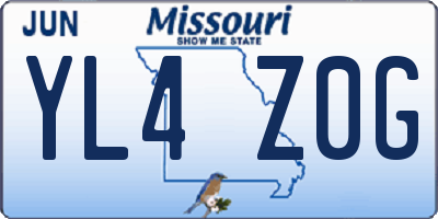 MO license plate YL4Z0G