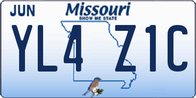 MO license plate YL4Z1C