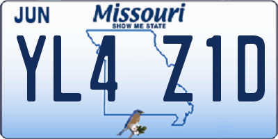 MO license plate YL4Z1D