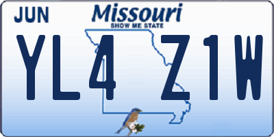 MO license plate YL4Z1W