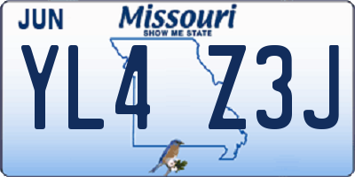 MO license plate YL4Z3J