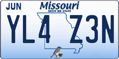 MO license plate YL4Z3N