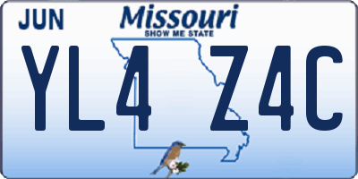 MO license plate YL4Z4C