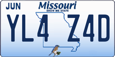 MO license plate YL4Z4D