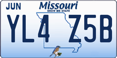 MO license plate YL4Z5B