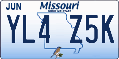 MO license plate YL4Z5K