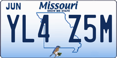 MO license plate YL4Z5M