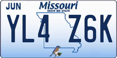 MO license plate YL4Z6K
