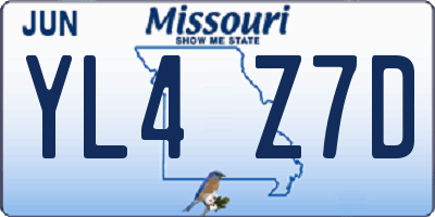 MO license plate YL4Z7D