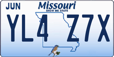MO license plate YL4Z7X