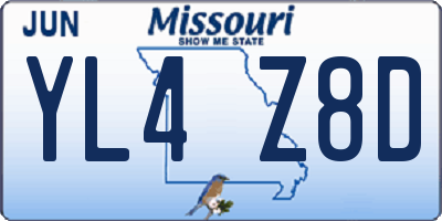 MO license plate YL4Z8D