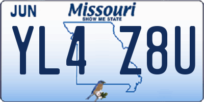 MO license plate YL4Z8U