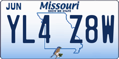 MO license plate YL4Z8W