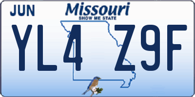 MO license plate YL4Z9F