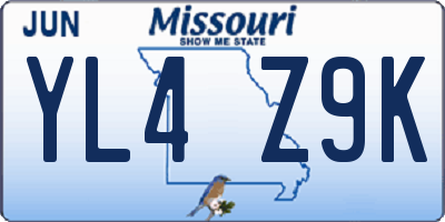 MO license plate YL4Z9K
