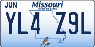 MO license plate YL4Z9L