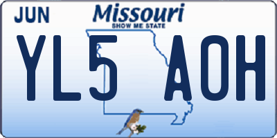 MO license plate YL5A0H