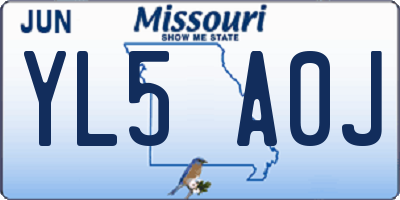 MO license plate YL5A0J