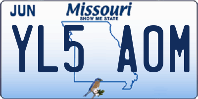 MO license plate YL5A0M