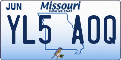 MO license plate YL5A0Q