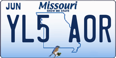 MO license plate YL5A0R