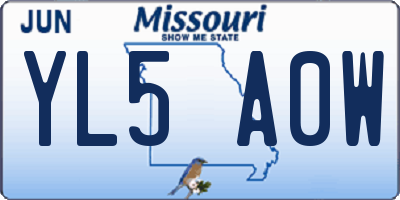 MO license plate YL5A0W
