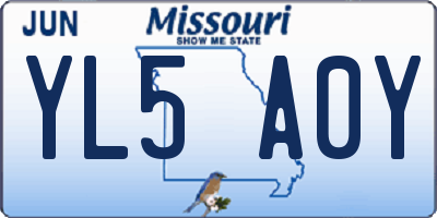 MO license plate YL5A0Y