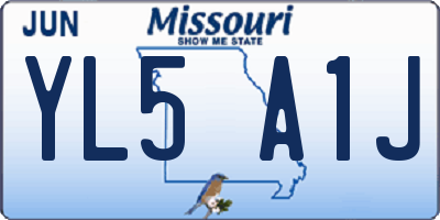 MO license plate YL5A1J
