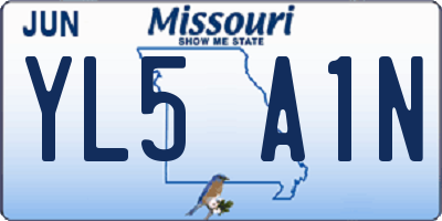 MO license plate YL5A1N