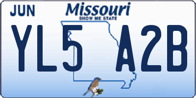 MO license plate YL5A2B