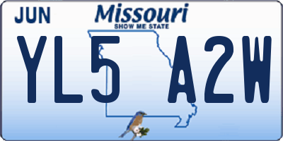MO license plate YL5A2W