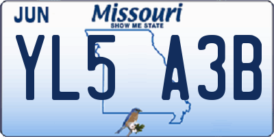 MO license plate YL5A3B