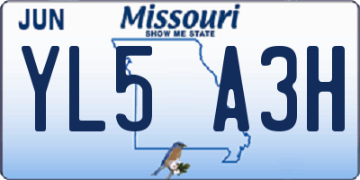 MO license plate YL5A3H