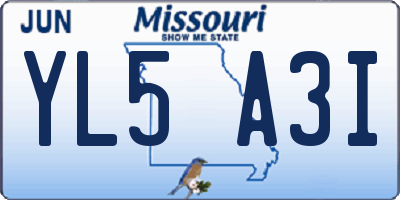 MO license plate YL5A3I
