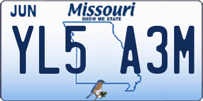 MO license plate YL5A3M