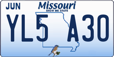 MO license plate YL5A3O