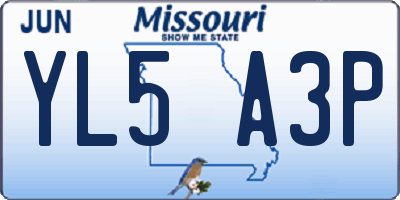 MO license plate YL5A3P
