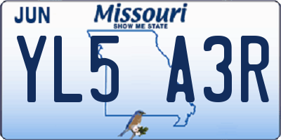 MO license plate YL5A3R